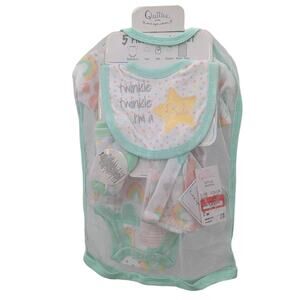 Lot of 2 Rainbow Green Baby Outfit Set 5 Piece Two 3-6m SHOWER gifts Maternity